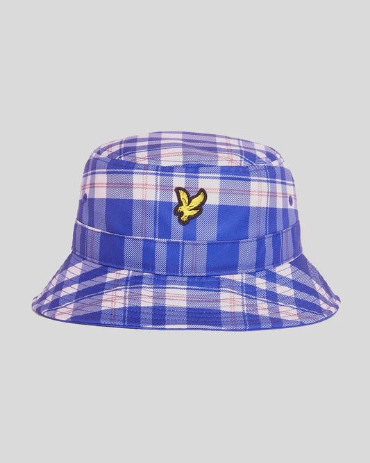 Lyle & Scott Tartan Check Bucket Hat Now Blue