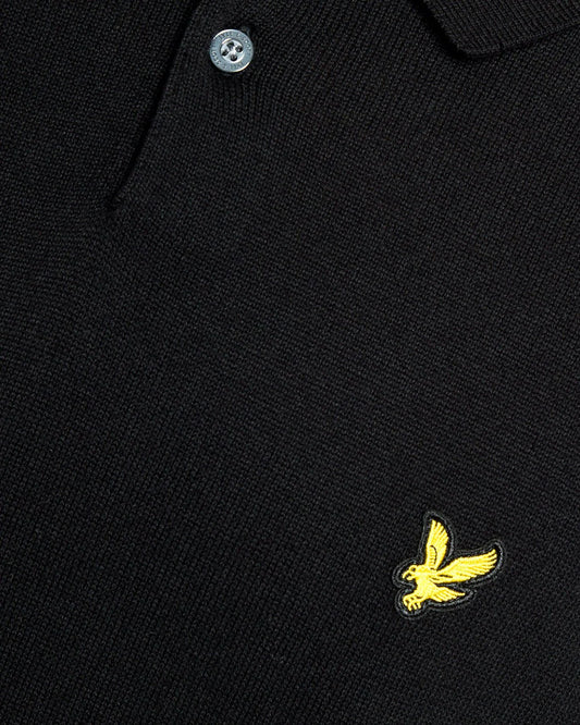 Lyle & Scott Cotton Knitted Polo Shirt Jet Black