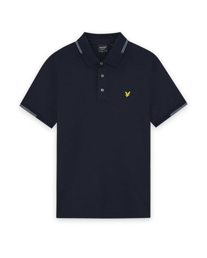 Lyle & Scott Fine Cotton Tipped Polo Shirt Dark Navy/Chalk Blue