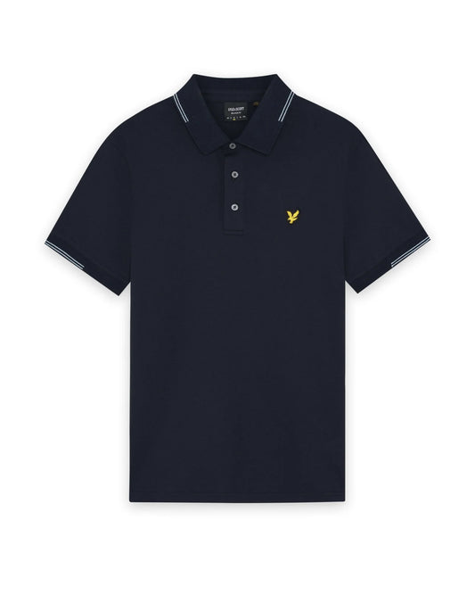 Lyle & Scott Fine Cotton Tipped Polo Shirt Dark Navy/Chalk Blue