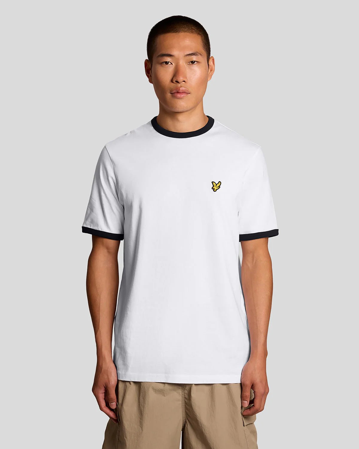 Lyle & Scott Ringer Cotton Crew Neck T-Shirt White/Jet Black