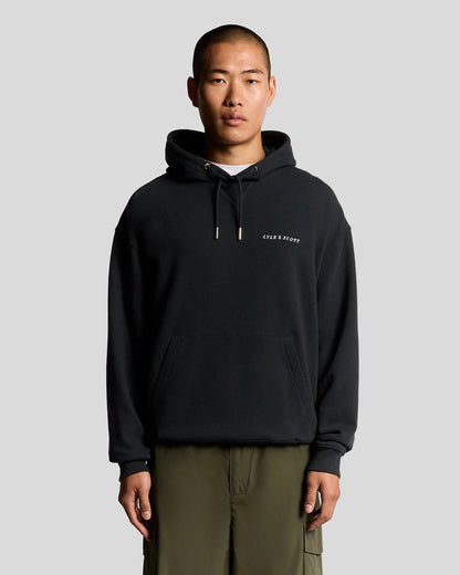 Lyle & Scott Script Brushback Pullover Hoodie Dark Navy