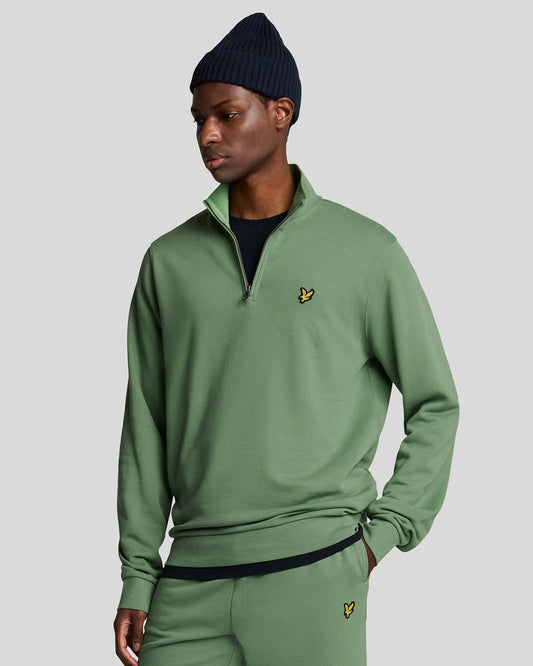 Lyle & Scott Loopback 1/4 Zip Sweat Smoke Green