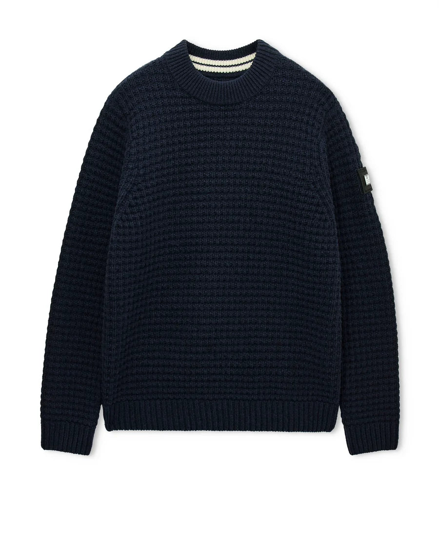 Weekend Offender Molson Chunky Mock Neck Jumper Navy