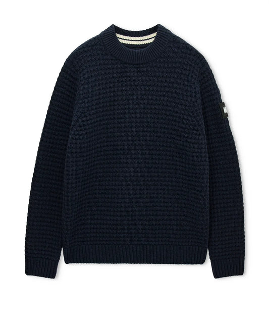 Weekend Offender Molson Chunky Mock Neck Jumper Navy