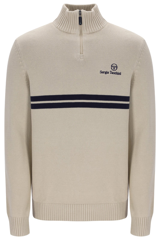 Sergio Tacchini New Dallas Knitted 1/4 Zip Peyote/Maritime Blue