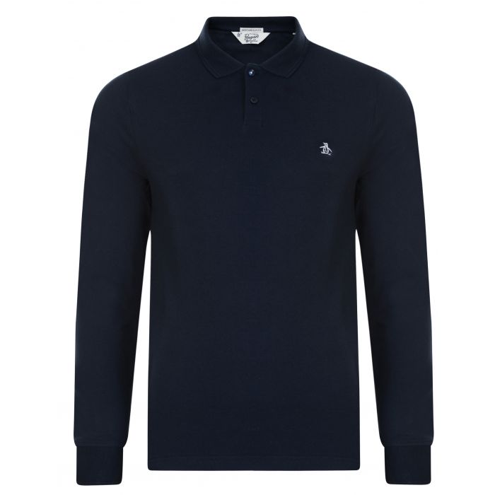 Original Penguin Pique Long Sleeve Polo Shirt Dark Sapphire