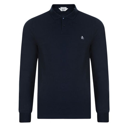 Original Penguin Pique Long Sleeve Polo Shirt Dark Sapphire