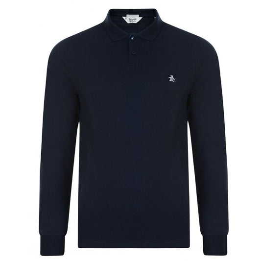 Original Penguin Pique Long Sleeve Polo Shirt Dark Sapphire
