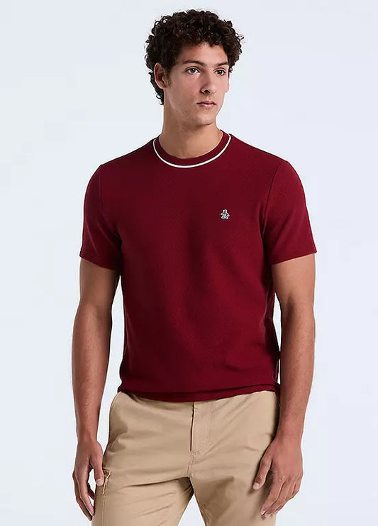 Original Penguin Textured Ringer T-Shirt Cabernet