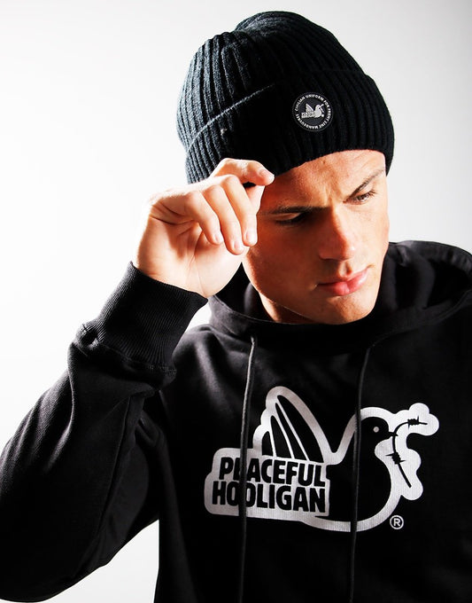 Peaceful Hooligan Ribbed Beanie Black
