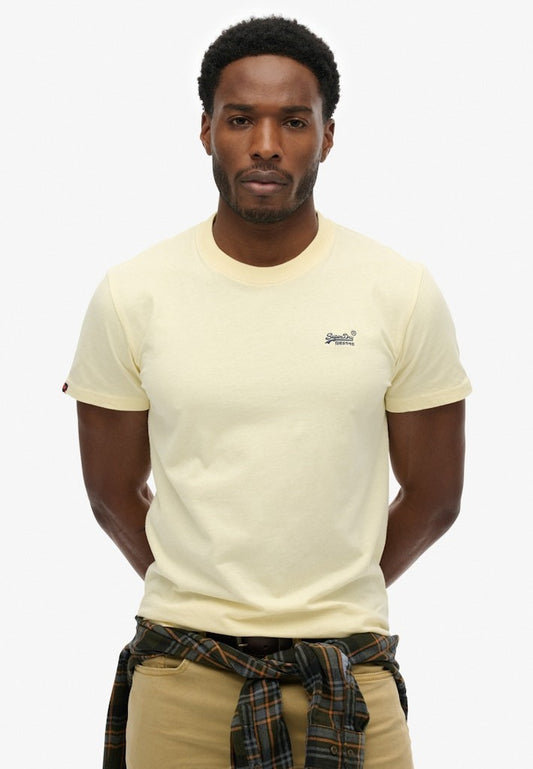 Superdry Essential Logo Embroidered T-Shirt Pastel Yellow/Navy*