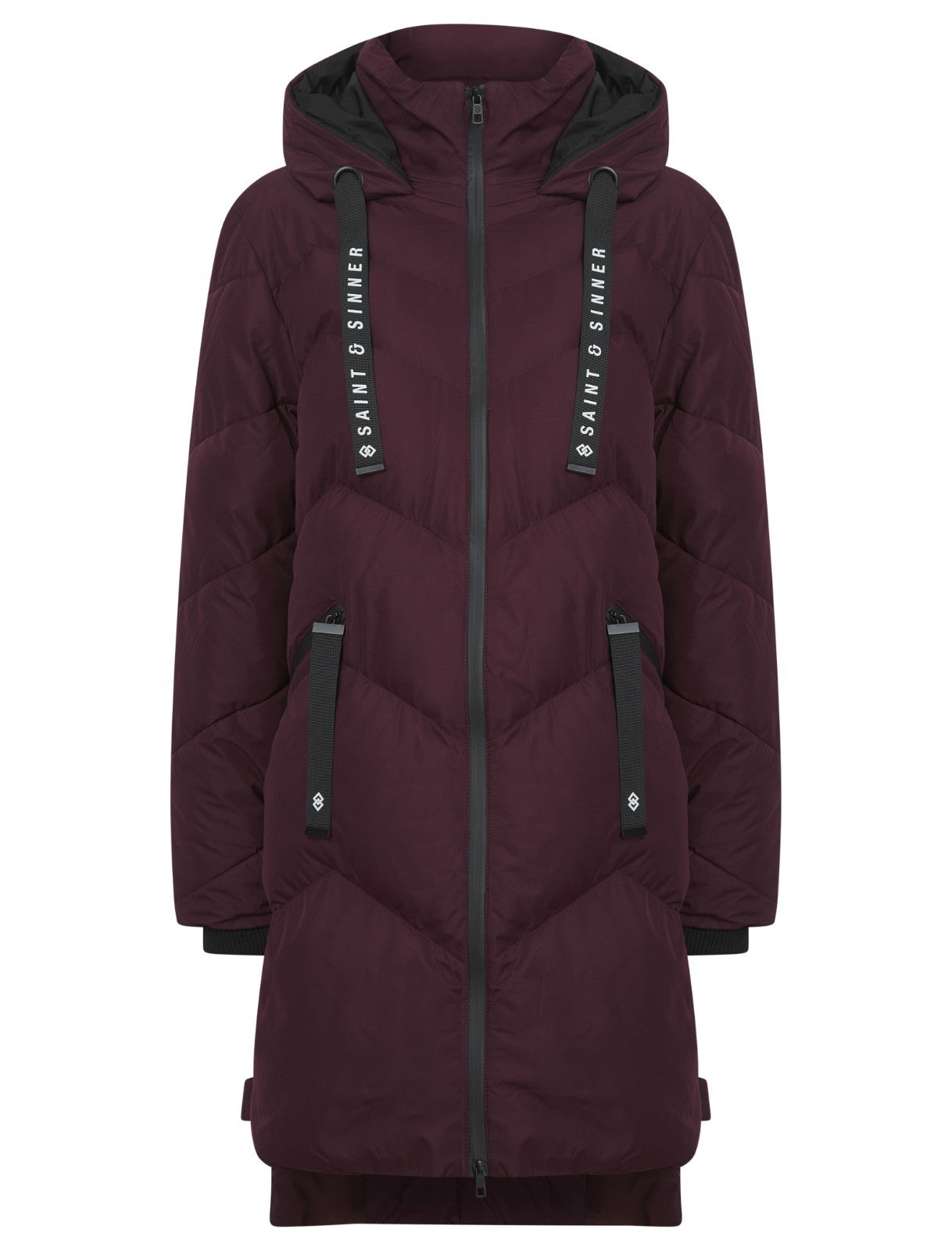 Saint & Sinner Longline Quilted Puffer Coat Fig