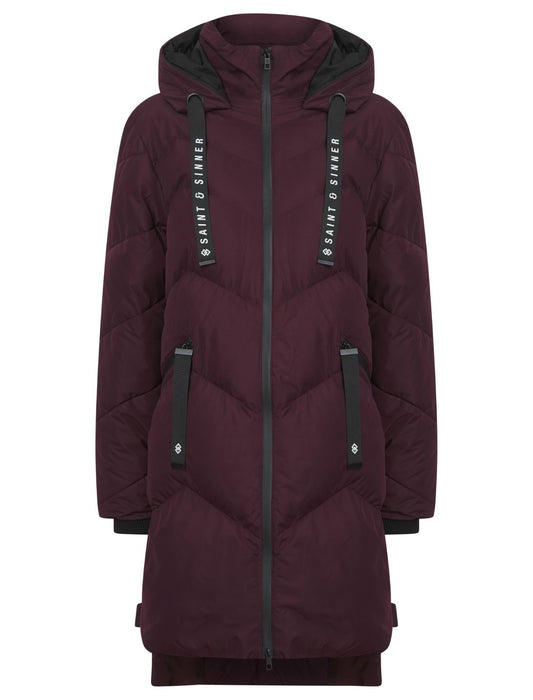 Saint & Sinner Longline Quilted Puffer Coat Fig