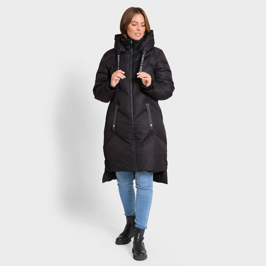 Saint & Sinner Longline Quilted Puffer Coat Black