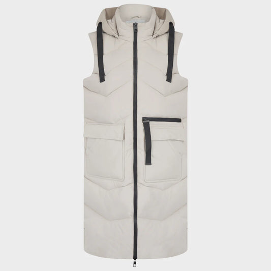 Saint & Sinner Longline Quilted Gilet Oyster