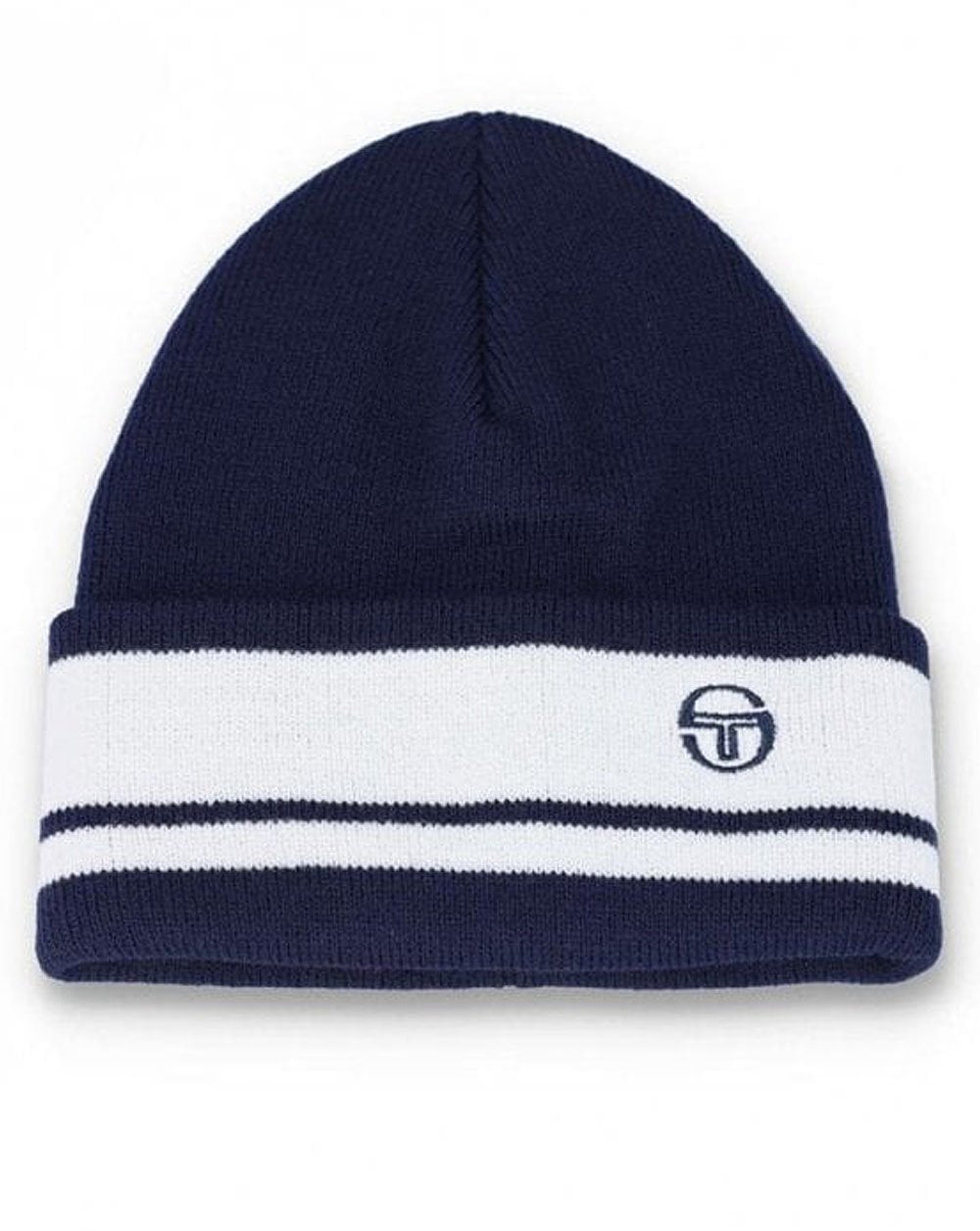 Sergio Tacchini Sellarz Jacquard Striped Turn Up Beanie Maritime Blue/Gardenia
