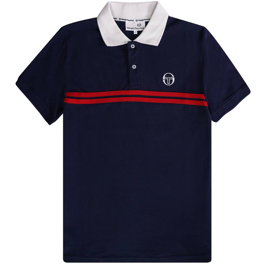Sergio Tacchini Supermac Polo Shirt Maritime Blue/Adrenaline Rush