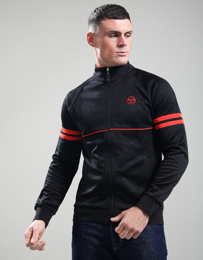Sergio Tacchini Orion Track Top Black/Tangerine Tango