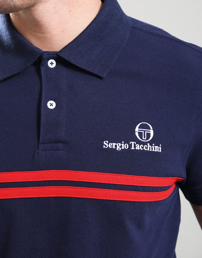 Sergio Tacchini New Supermac Polo Shirt Maritime Blue/Adrenaline Rush