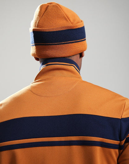 Sergio Tacchini Sellarz Jacquard Striped Turn Up Beanie Pumpkin Spice/Maritime Blue/Gardenia