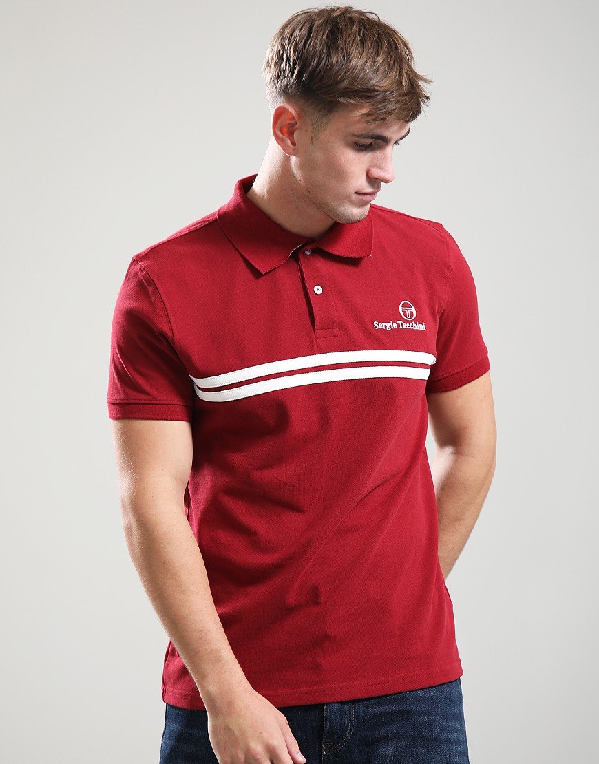 Sergio Tacchini New Supermac Polo Shirt Rhubarb/Gardenia/Aruba Blue