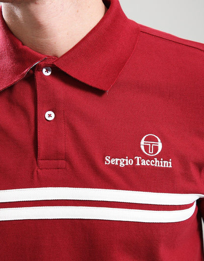 Sergio Tacchini New Supermac Polo Shirt Rhubarb/Gardenia/Aruba Blue