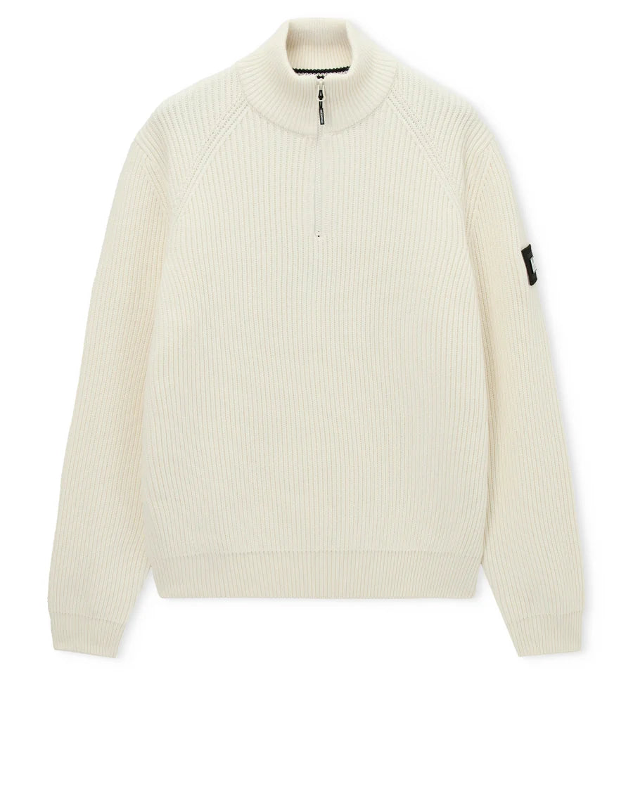 Weekend Offender Snetterton Rib Funnel Neck Ivory
