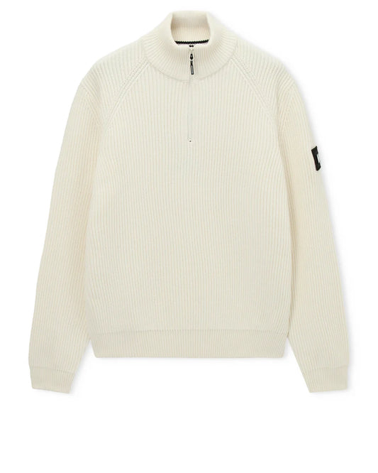 Weekend Offender Snetterton Rib Funnel Neck Ivory