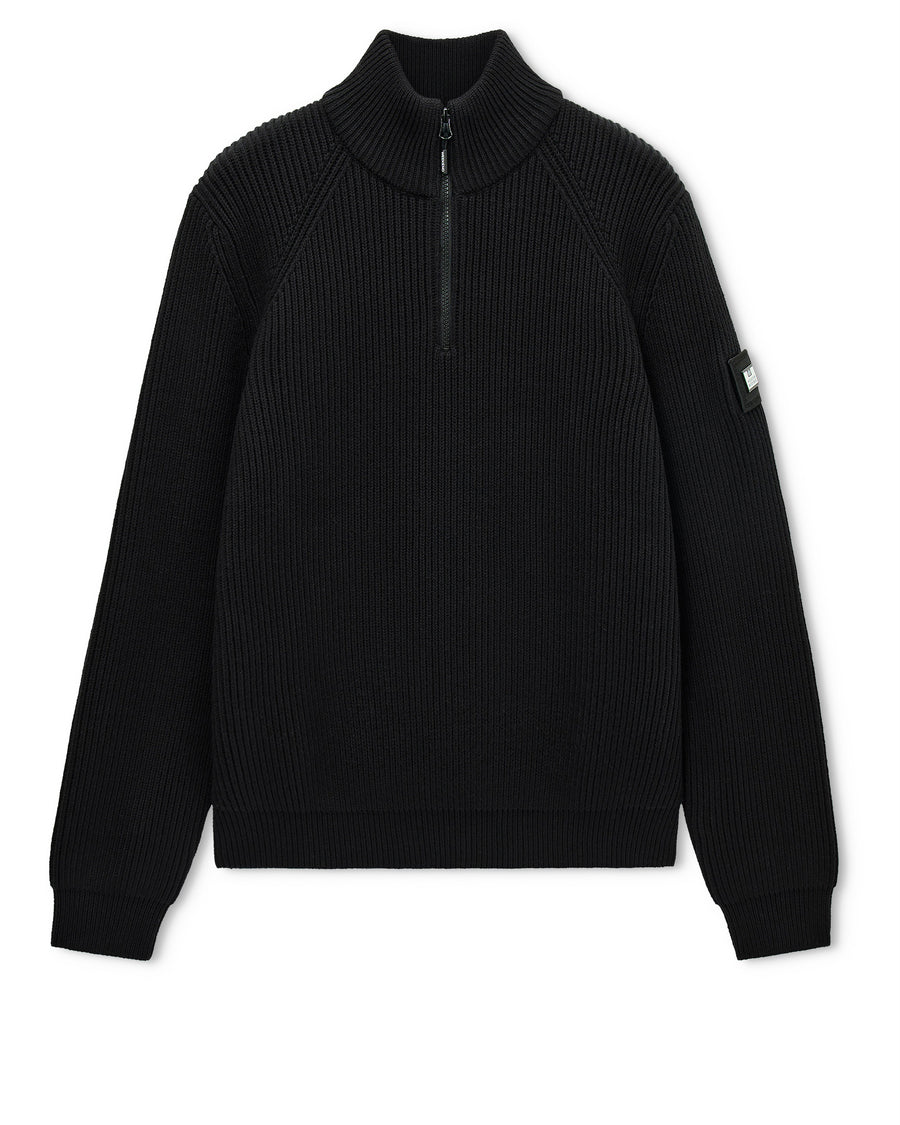 Weekend Offender Snetterton Rib Funnel Neck Black