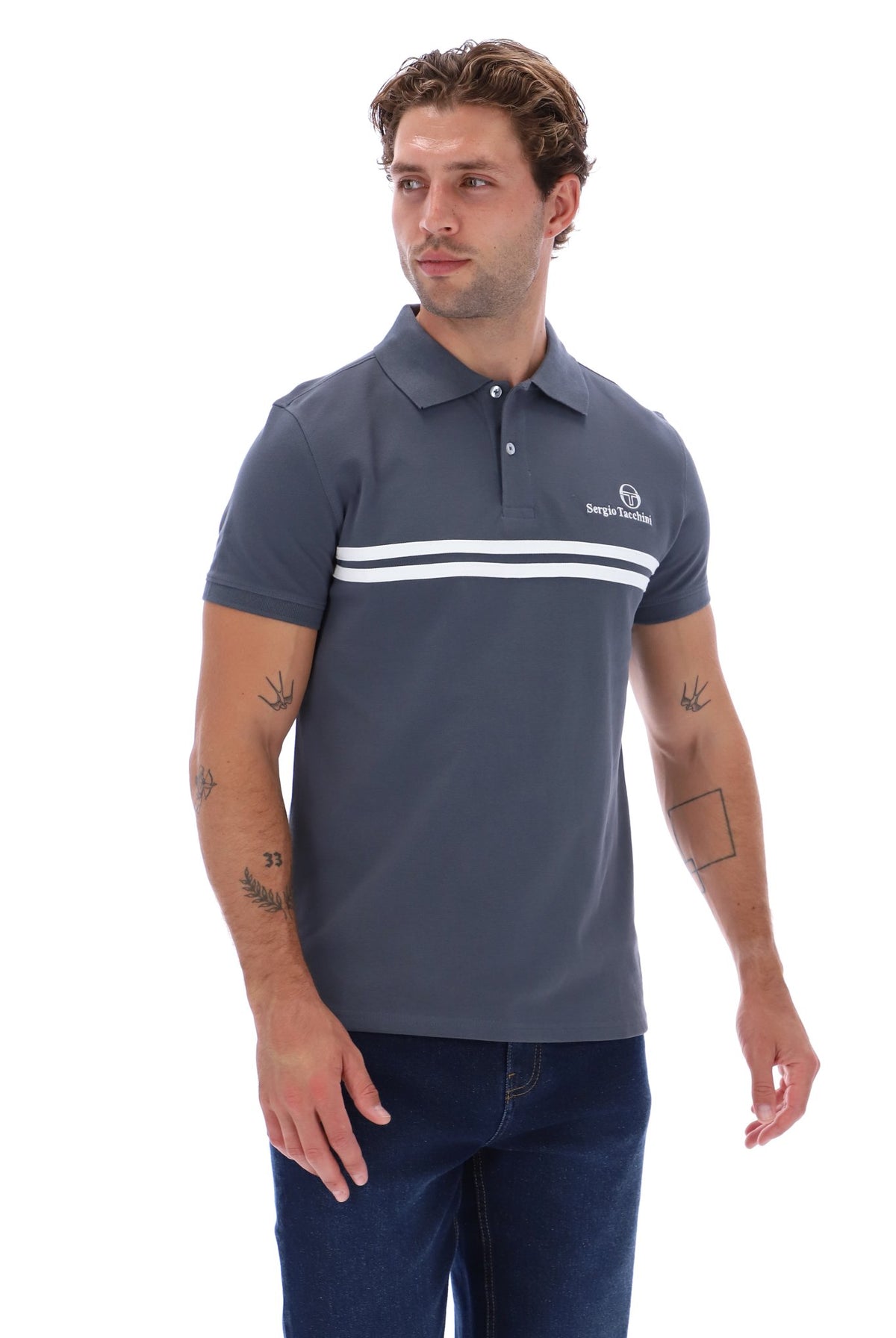Sergio Tacchini New Supermac Polo Shirt Turbulence/White