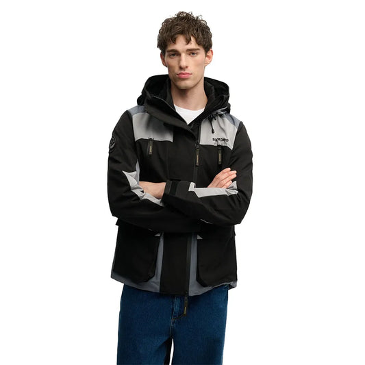 Superdry Hooded Colour Block Windbreaker Jacket Black