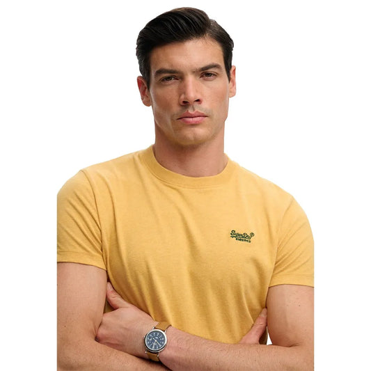 Superdry Essential Logo Embroidered T-Shirt Ochre Yellow Marl/Green*