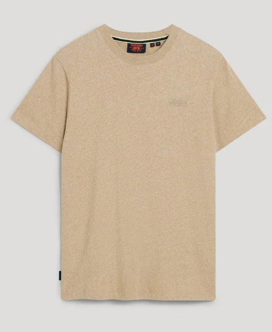 Superdry Essential Logo Embroidered T-Shirt Tan Brown Fleck Marl