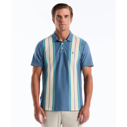 Original Penguin Jacquard Vertical Stripe Polo Shirt Copen Blue