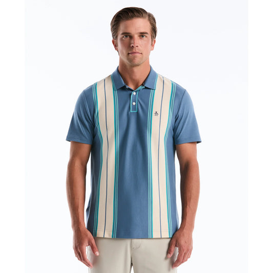 Original Penguin Jacquard Vertical Stripe Polo Shirt Copen Blue