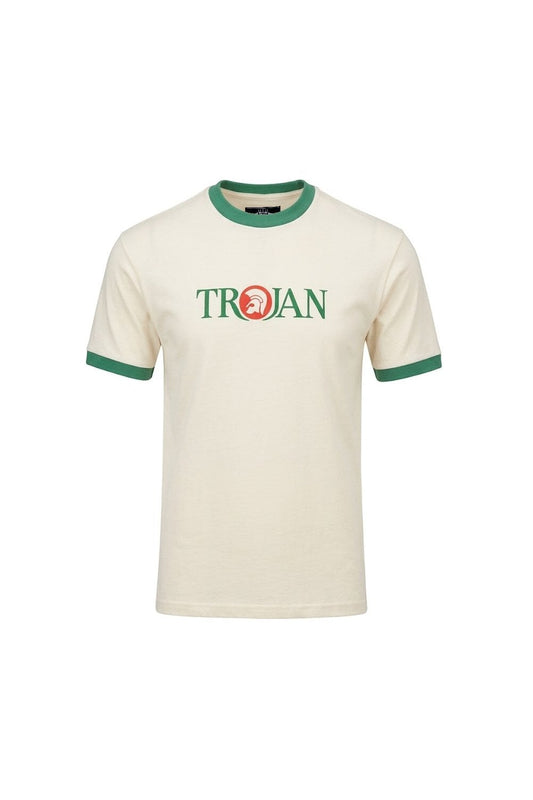 Trojan Logo Ringer T-Shirt Ecru