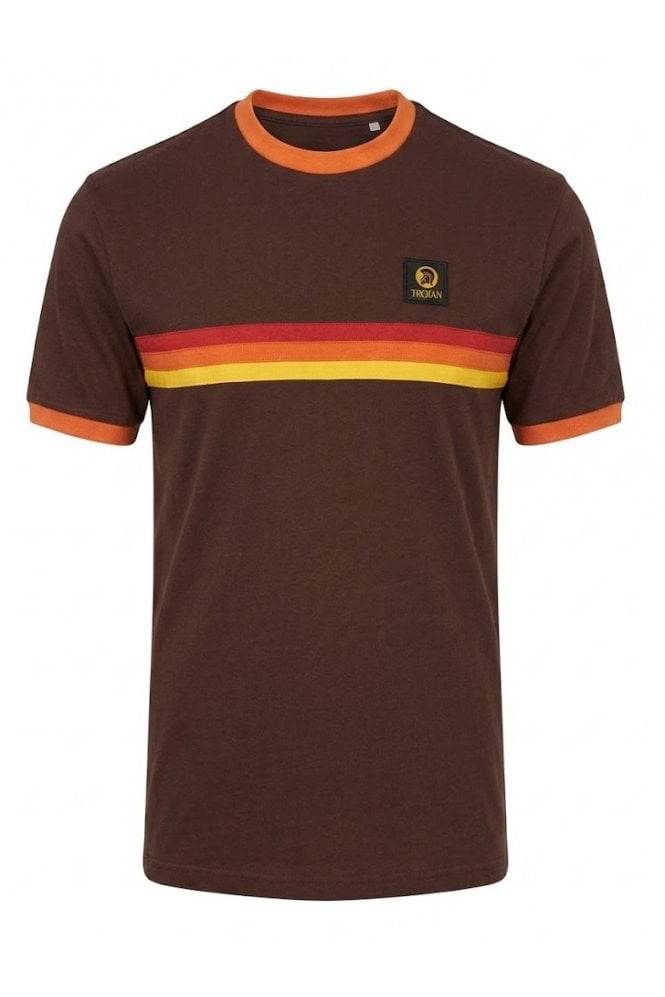 Trojan Stripe Front T-Shirt Chocolate