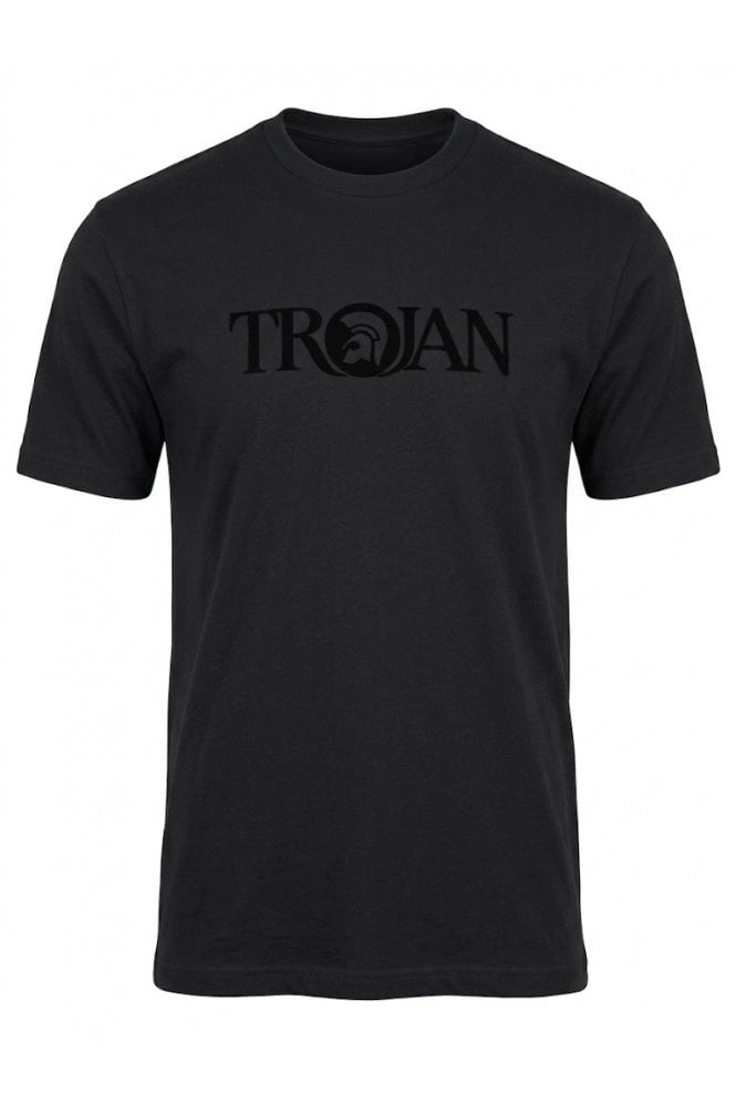 Trojan Self-Flock Print Logo T-Shirt Black
