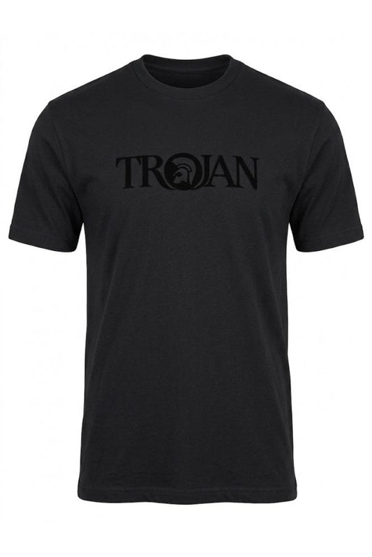 Trojan Self-Flock Print Logo T-Shirt Black