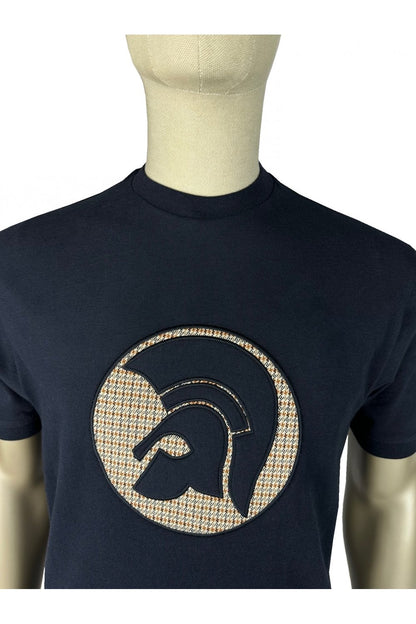 Trojan Applique Jacquard Logo T-Shirt Navy