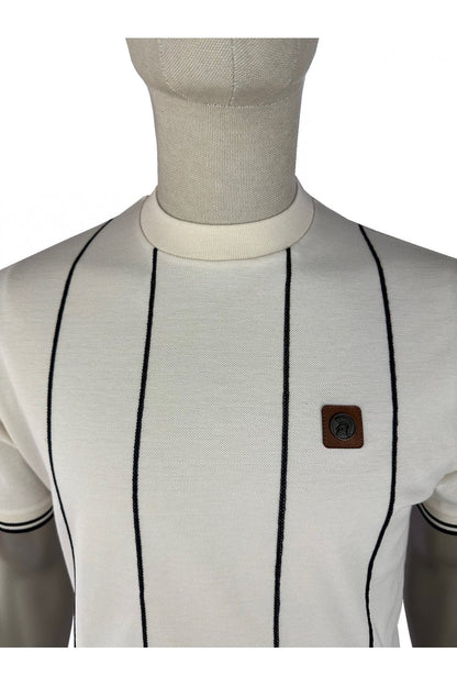 Trojan Chain Stitch Pique T-Shirt Ecru