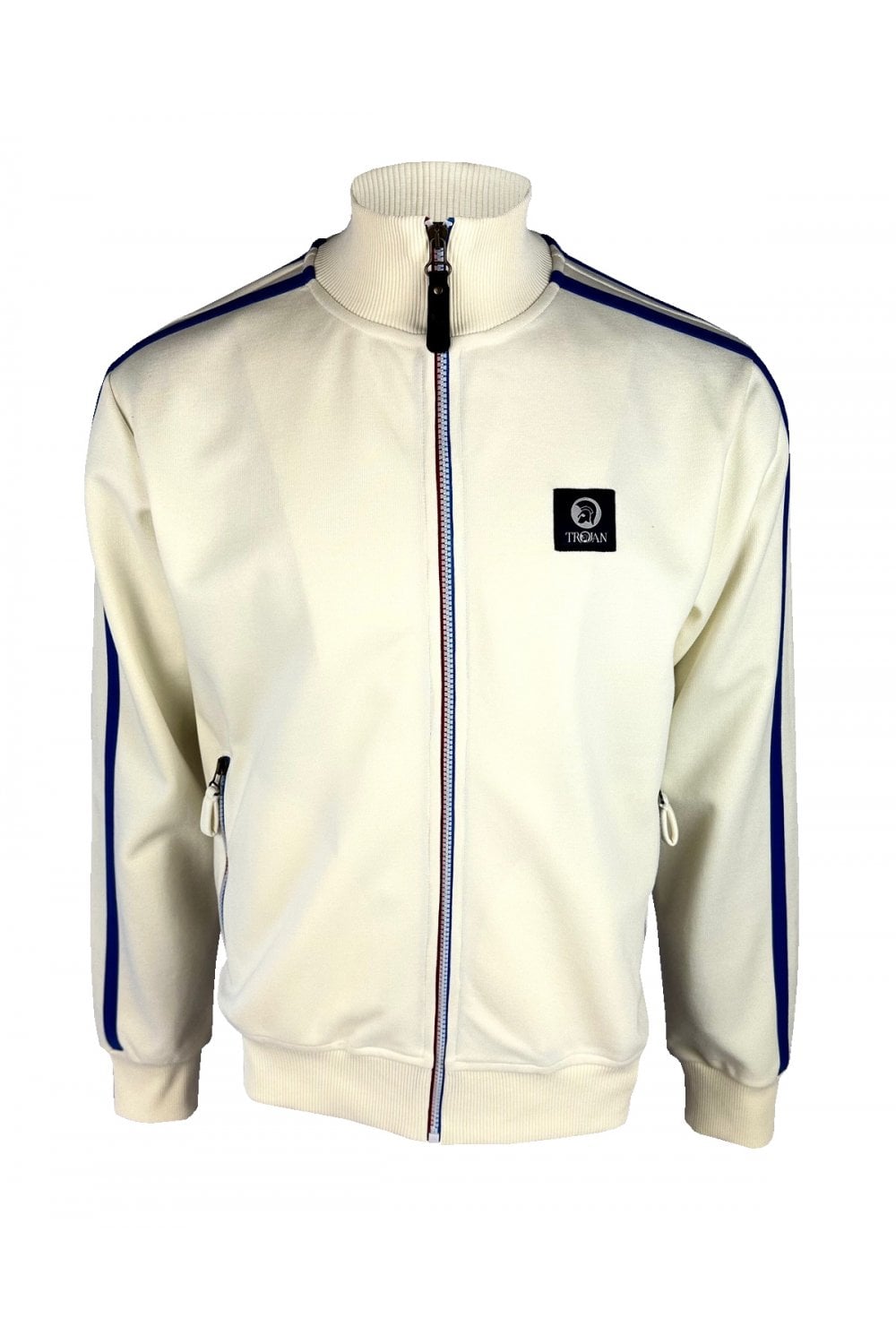 Trojan Contrast Zip Track Top Ecru