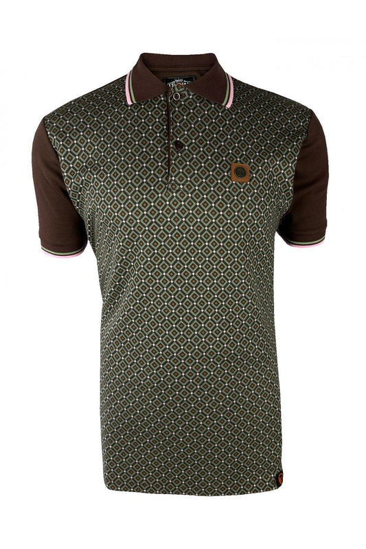 Trojan Diamond Panel Polo Shirt Chocolate