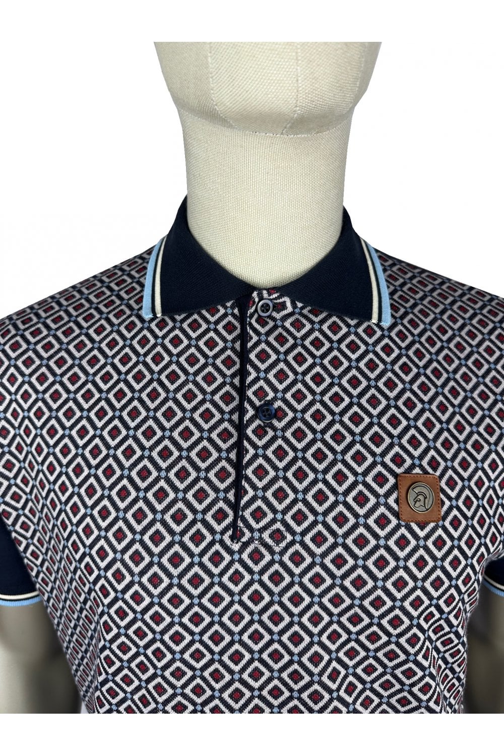 Trojan Diamond Panel Polo Shirt Navy