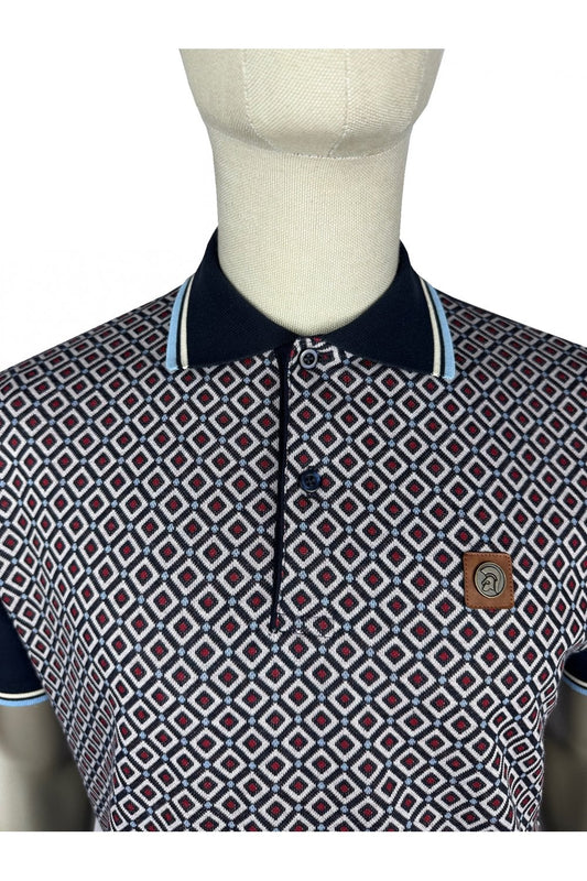Trojan Diamond Panel Polo Shirt Navy