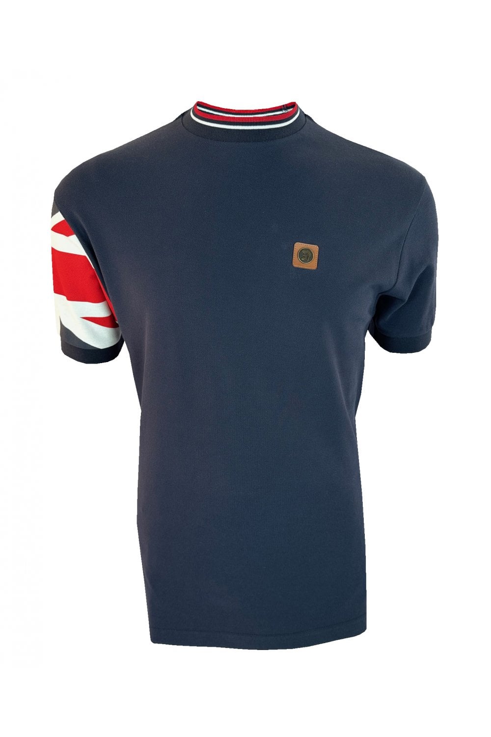 Trojan Flag Print Pique T-Shirt Navy