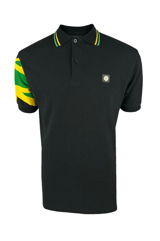 Trojan Flag Sleeve Pique Polo Black