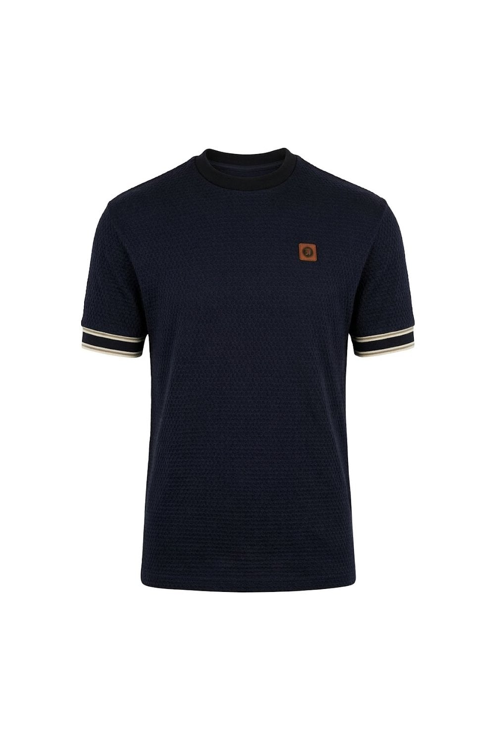Trojan Geometric Stripe Rib T-Shirt Navy