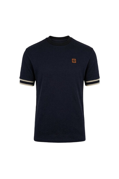 Trojan Geometric Stripe Rib T-Shirt Navy